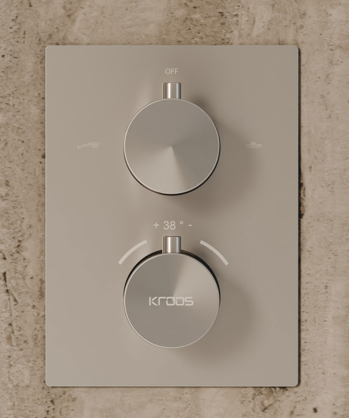Système de douche thermostatique encastré au plafond - Nickel brossé