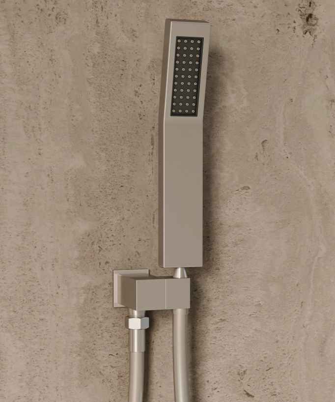 Système de douche thermostatique encastré au plafond - Nickel brossé