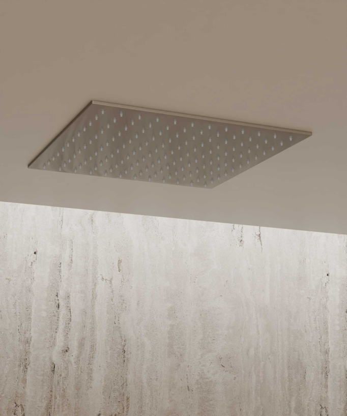 Système de douche thermostatique encastré au plafond - Nickel brossé