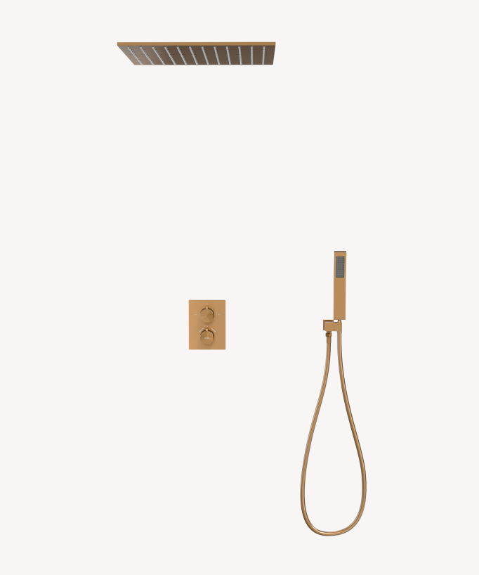 Système de douche thermostatique encastré au plafond Or rose - Sirius
