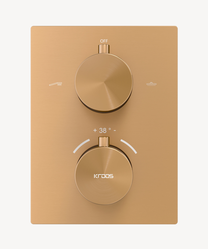 Système de douche thermostatique encastré au plafond Or rose - Sirius