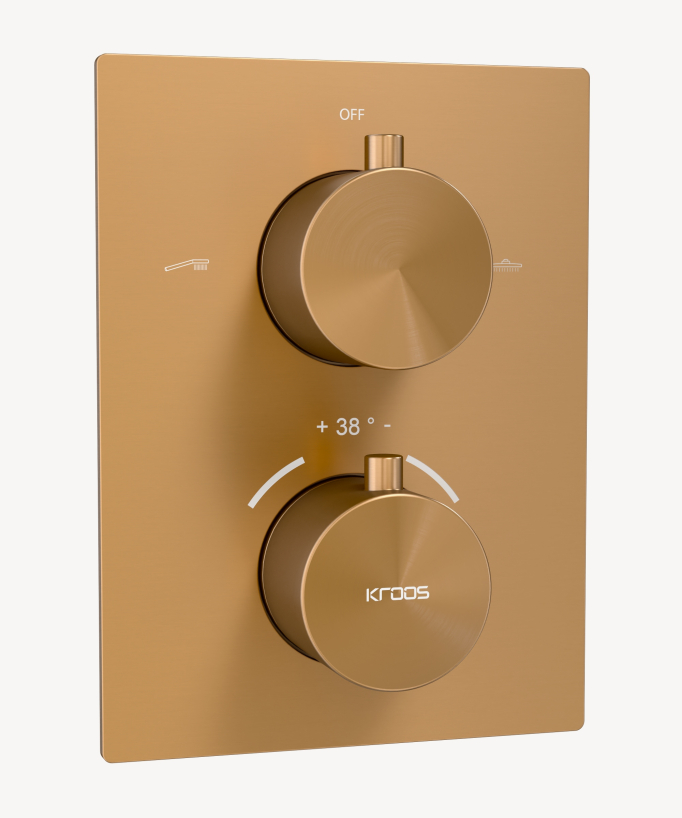 Système de douche thermostatique encastré au plafond Or rose - Sirius