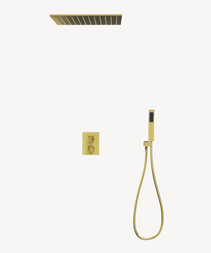 Système de douche thermostatique encastré au plafond Doré - Sirius