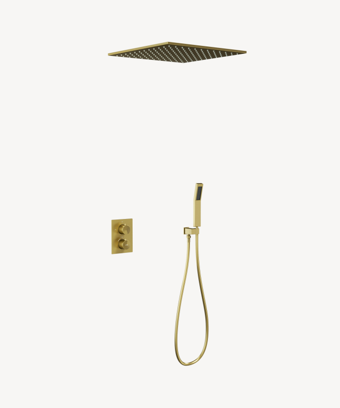 Système de douche thermostatique encastré au plafond Doré - Sirius
