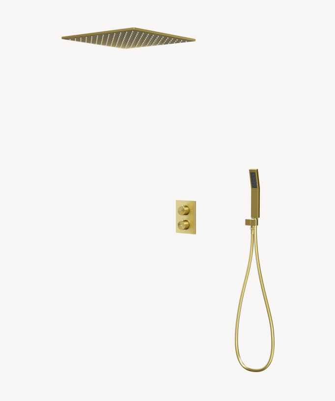 Système de douche thermostatique encastré au plafond Doré - Sirius