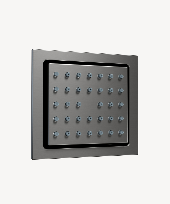 Ciel de douche thermostatique encastré au plafond 500 mm, 3 jets de corps Gun métal - Sirius