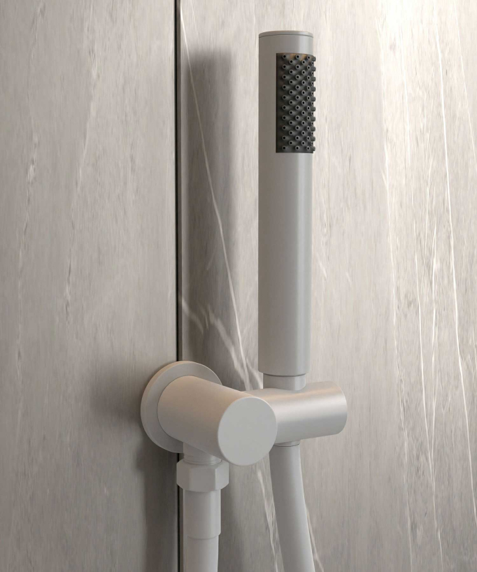 Colonne de douche encastrée thermostatique pommeau pluie anti calcaire Blanc - Corbeau