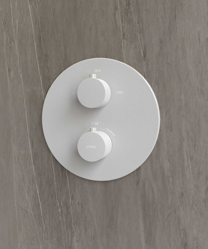 Colonne de douche encastrée thermostatique pommeau pluie anti calcaire Blanc - Corbeau