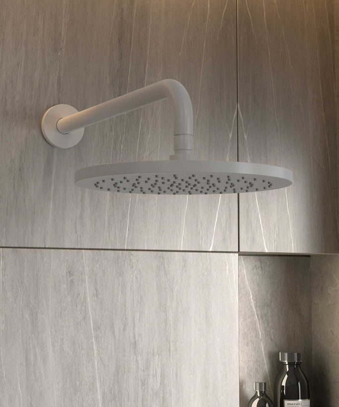 Colonne de douche encastrée thermostatique pommeau pluie anti calcaire Blanc - Corbeau