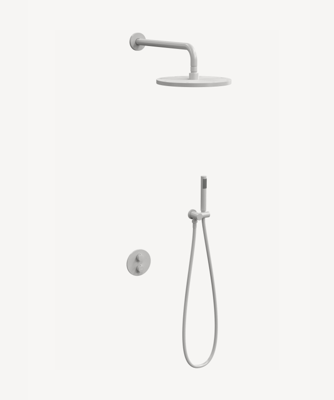 Colonne de douche encastrée thermostatique pommeau pluie anti calcaire Blanc - Corbeau