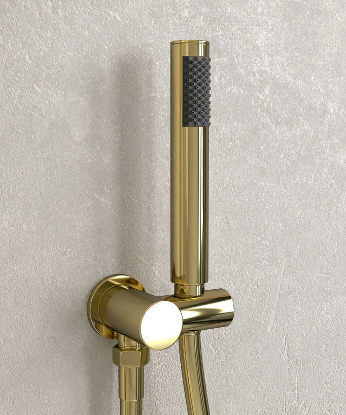 Colonne de douche encastrée thermostatique pommeau pluie anti calcaire Doré - Corbeau