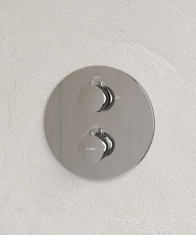 Colonne de douche encastrée thermostatique pommeau pluie anti calcaire Chromé - Corbeau