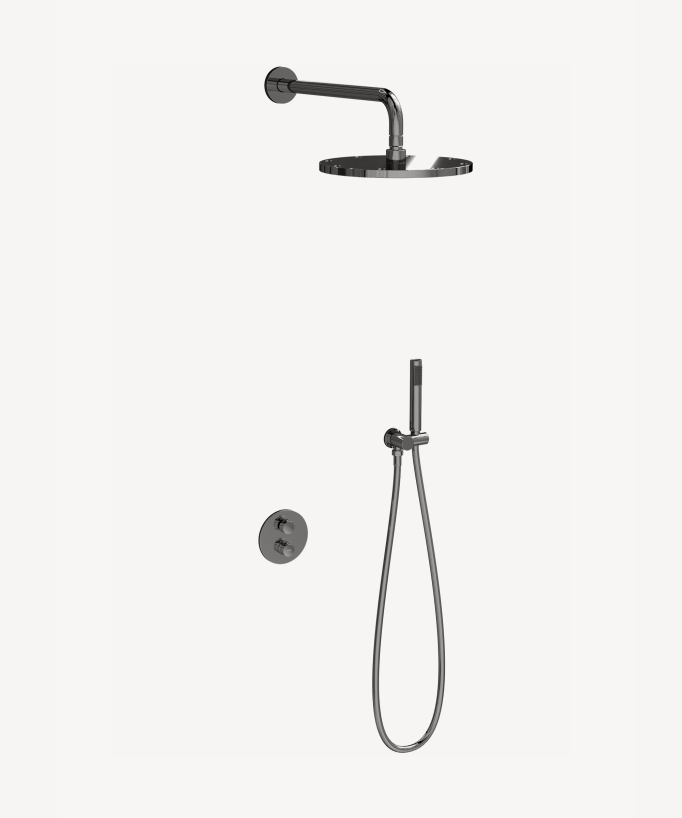 Colonne de douche encastrée thermostatique pommeau pluie anti calcaire Chromé - Corbeau