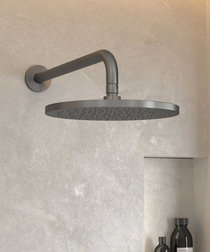 Colonne de douche encastrée thermostatique pommeau pluie anti calcaire Gun métal - Corbeau