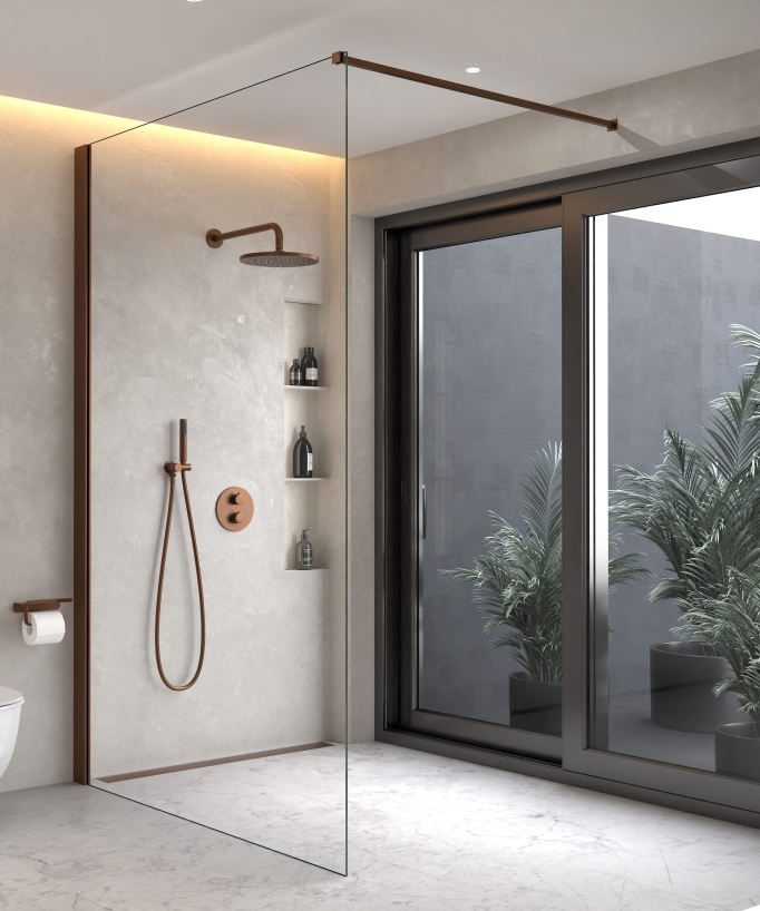 Colonne de douche encastrée thermostatique pommeau pluie anti calcaire - Corbeau