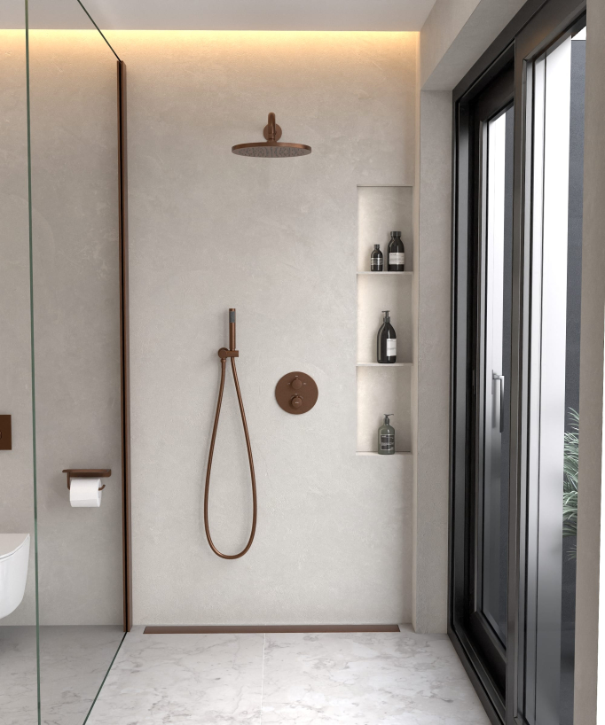 Colonne de douche encastrée thermostatique pommeau pluie anti calcaire - Corbeau
