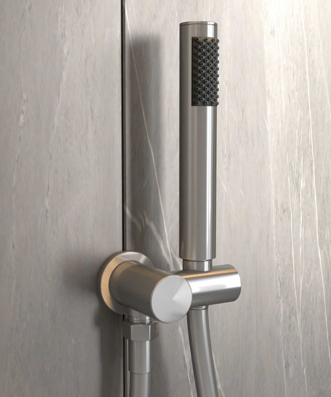 Colonne de douche encastrée thermostatique pommeau pluie anti calcaire Nickel brossé - Corbeau