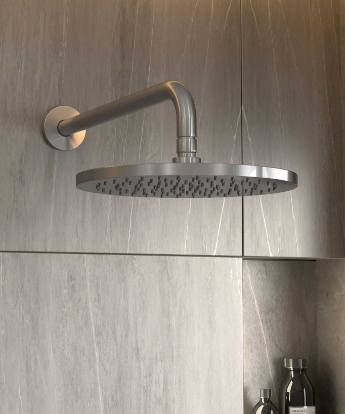 Colonne de douche encastrée thermostatique pommeau pluie anti calcaire Nickel brossé - Corbeau