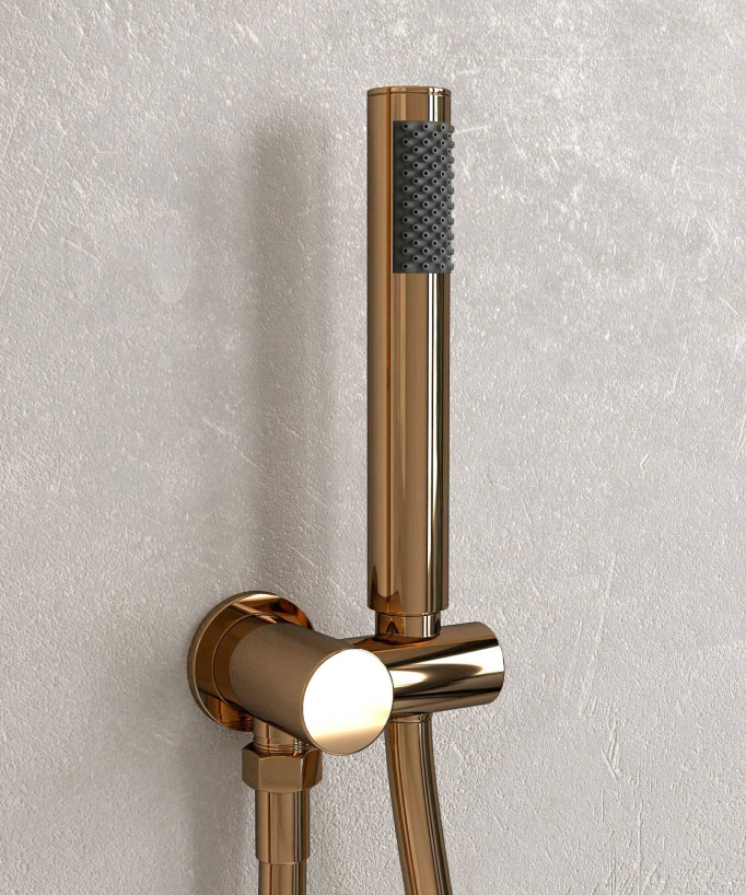 Colonne de douche encastrée thermostatique pommeau pluie anti calcaire Or rose - Corbeau