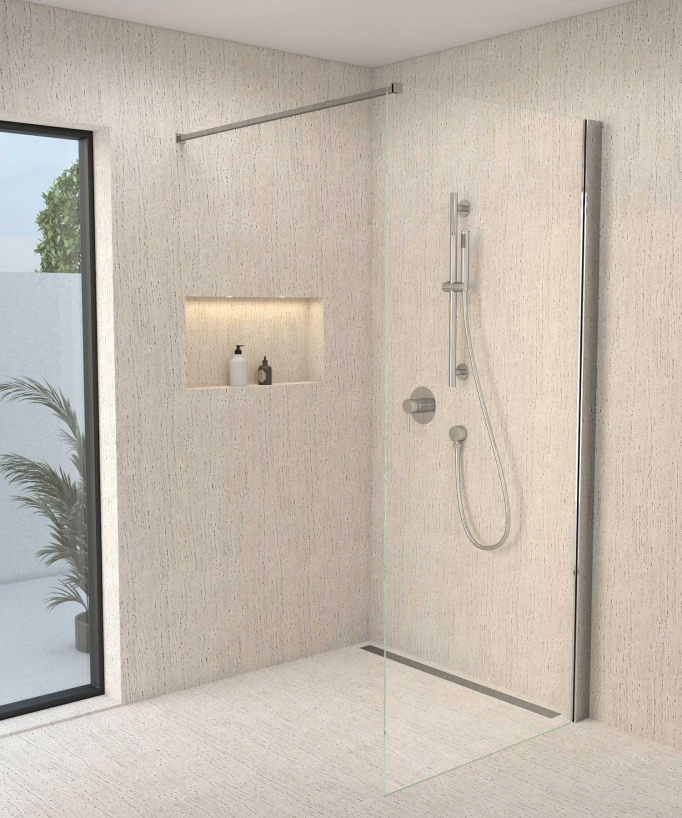 Mitigeur douche encastré avec ensemble barre et douchette Chromé - Corbeau