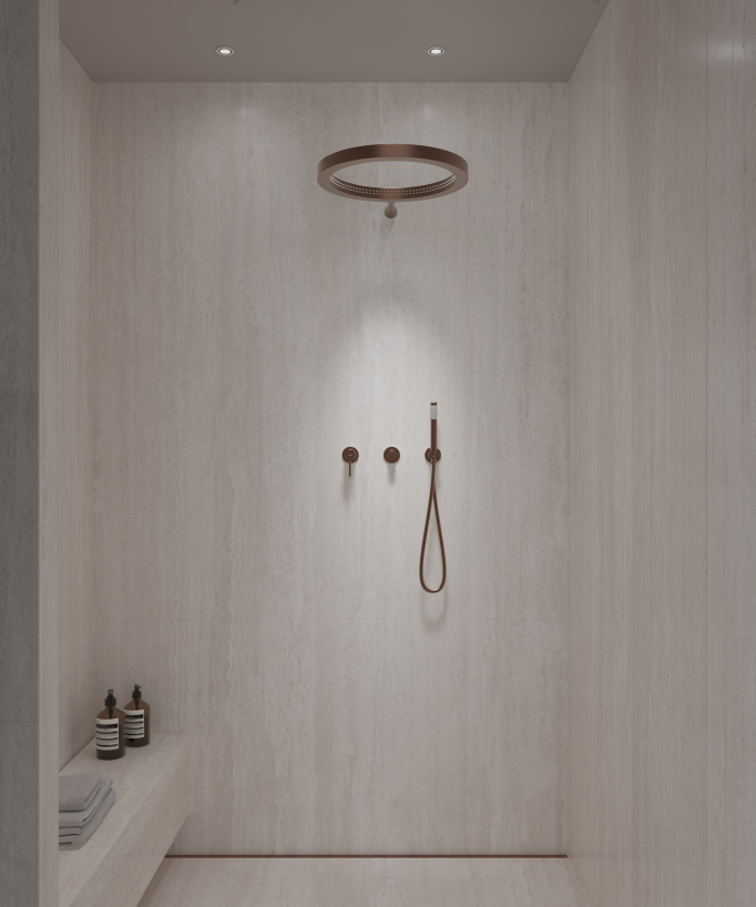 Kit de douche avec pommeau de pluie circulaire - Corbeau