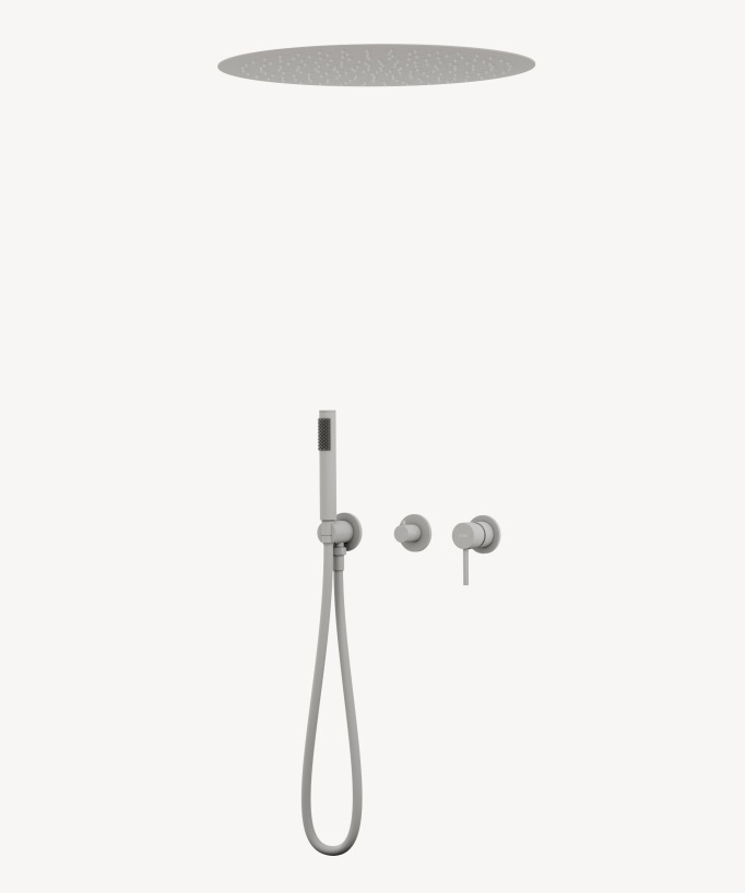 Pack mitigeur douche 3 trous encastré plafond rond Blanc - Corbeau