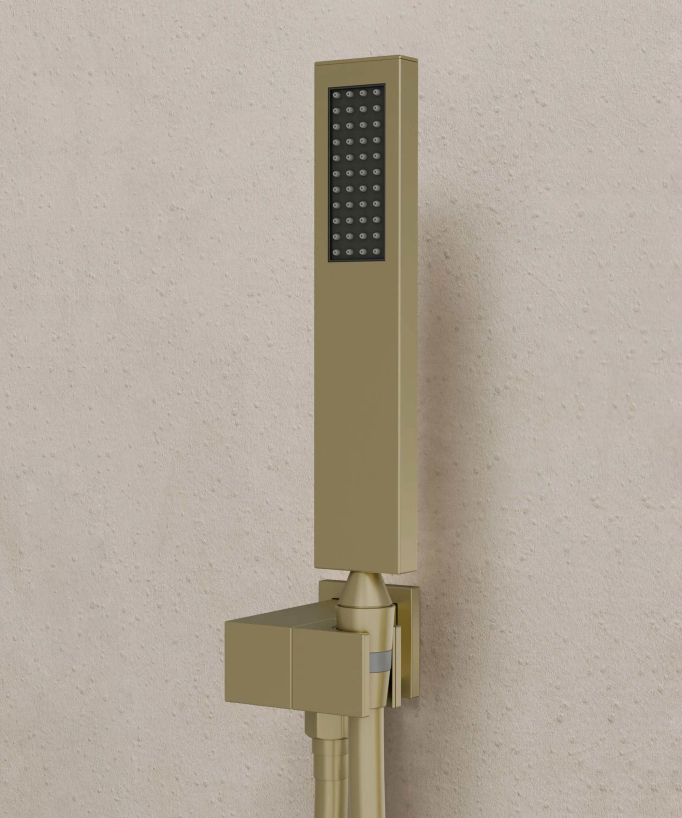 Colonne de douche et bain encastrée avec bec cascade Doré brossé - Thilia