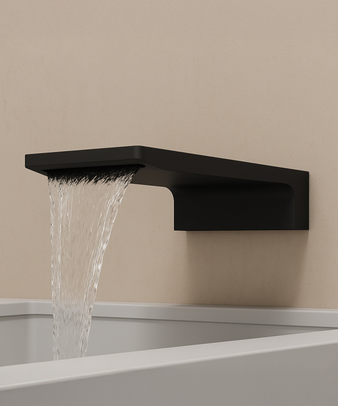 Colonne de douche et bain encastrée avec bec cascade Noir - Thilia