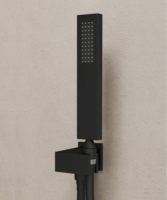 Colonne de douche et bain encastrée avec bec cascade Noir - Thilia