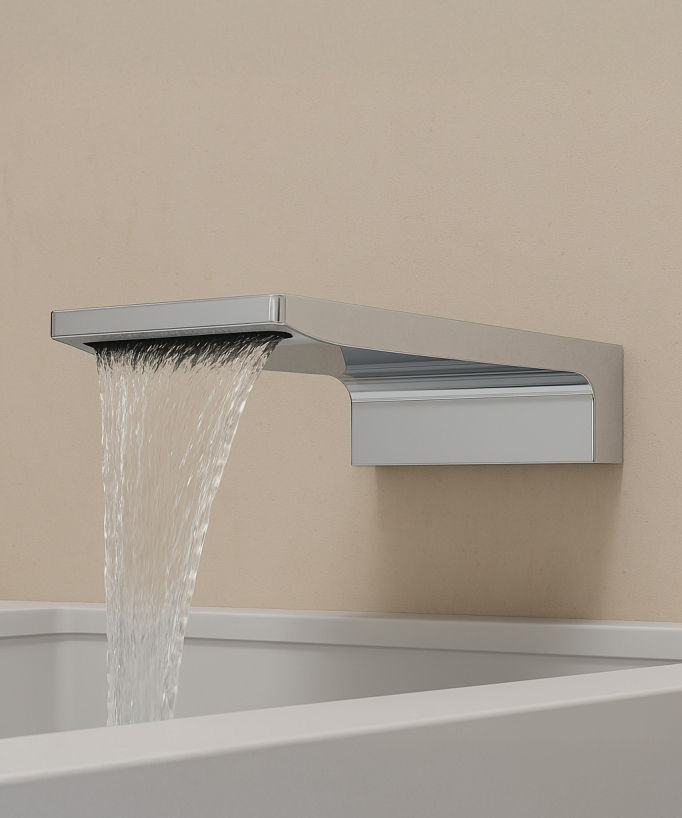 Colonne de douche et bain encastrée avec bec cascade Chromé - Thilia