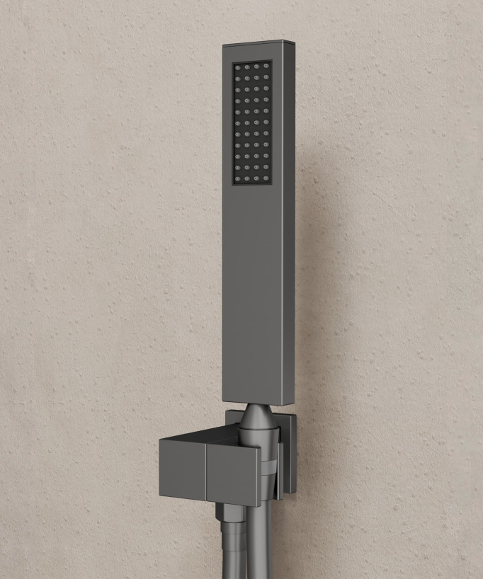 Colonne de douche et bain encastrée avec bec cascade Gun métal - Thilia