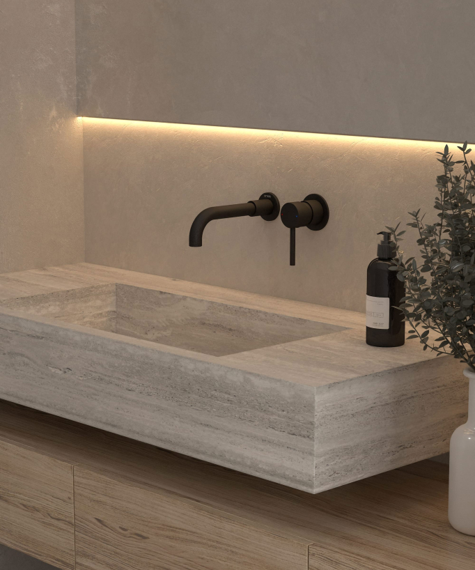 Mitigeur lavabo mural Noir - Corbeau