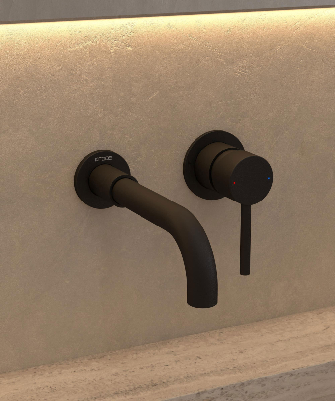 Mitigeur lavabo mural Noir - Corbeau