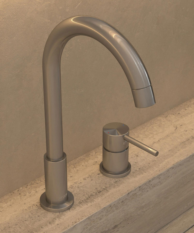 Mitigeur de lavabo 2 trous Nickel brossé - Corbeau