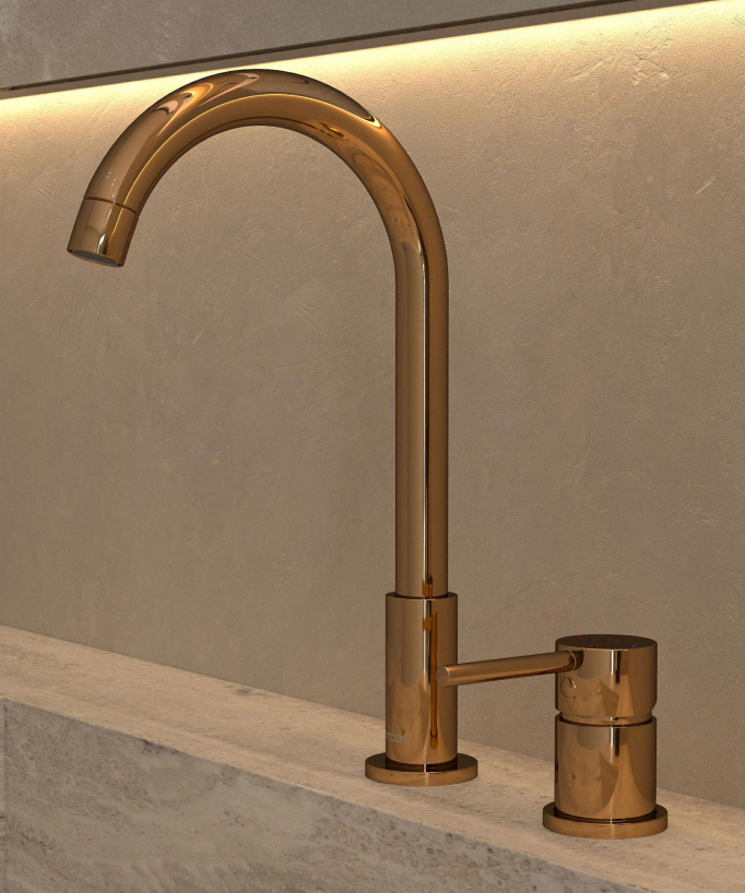Mitigeur de lavabo 2 trous Or rose - Corbeau