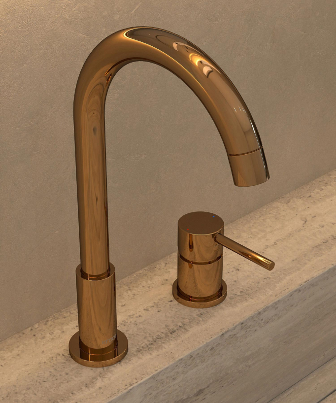 Mitigeur de lavabo 2 trous Or rose - Corbeau