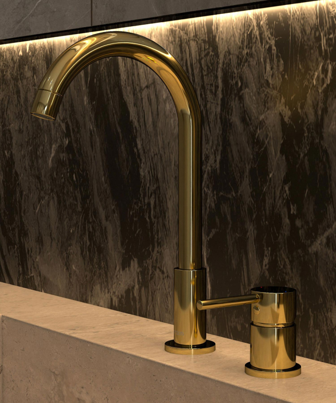 Mitigeur de lavabo 2 trous Doré - Corbeau