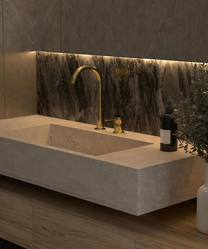 Mitigeur de lavabo 2 trous Doré - Corbeau