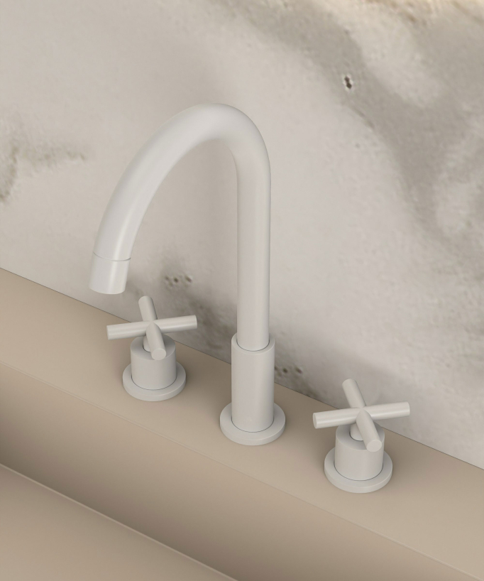 Robinet mélangeur lavabo sur plage Blanc - Corbeau