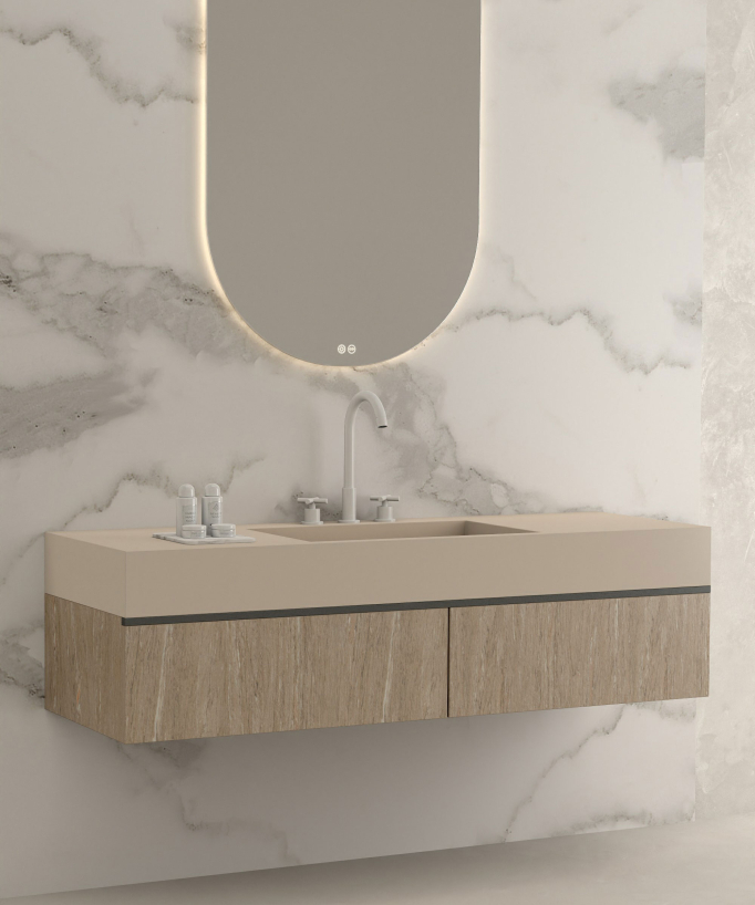 Robinet mélangeur lavabo sur plage Blanc - Corbeau