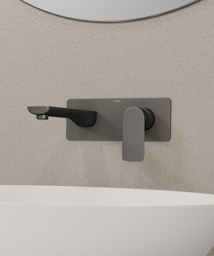 Mitigeur lavabo encastré Gun métal - Nunki