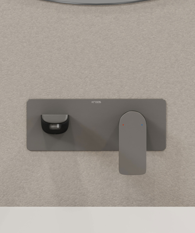 Mitigeur lavabo encastré Gun métal - Nunki