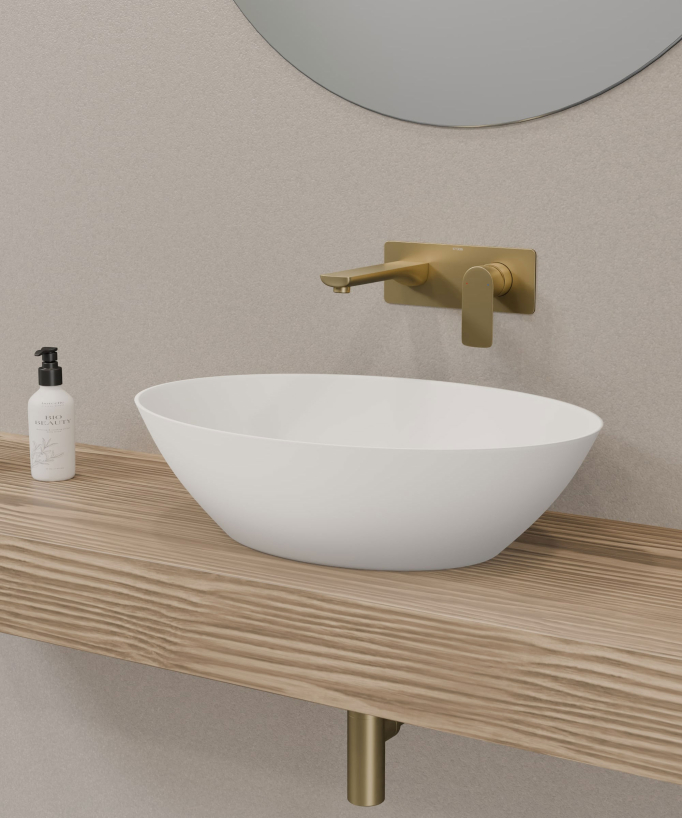 Mitigeur lavabo encastré Doré brossé - Nunki