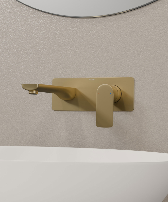 Mitigeur lavabo encastré Doré brossé - Nunki
