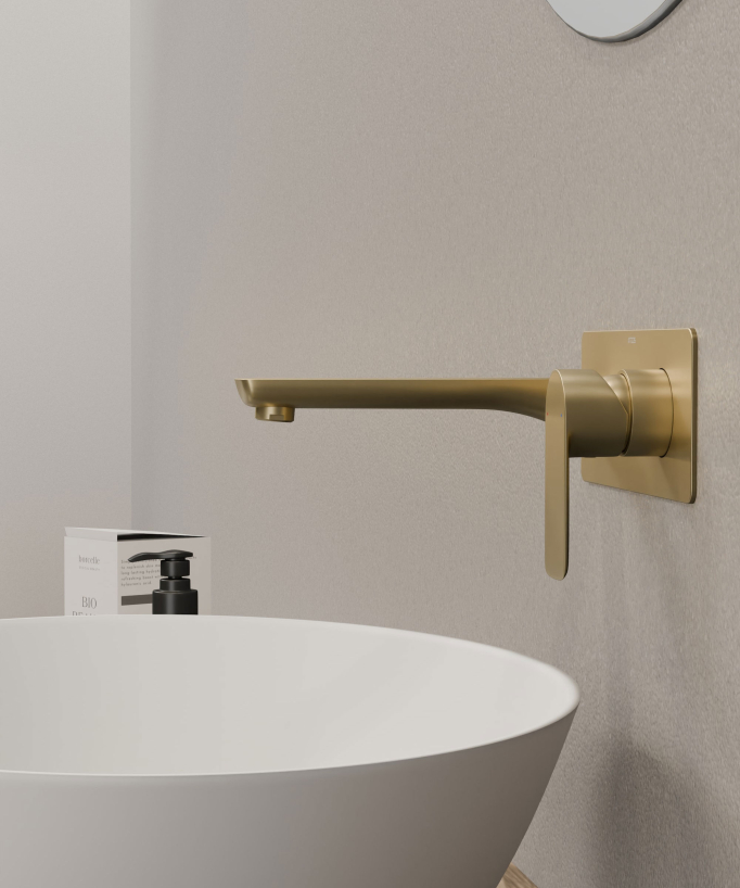 Mitigeur lavabo encastré Doré brossé - Nunki