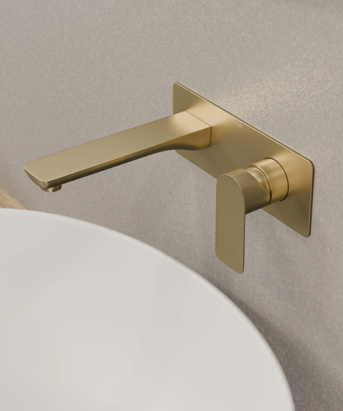 Mitigeur lavabo encastré Doré brossé - Nunki