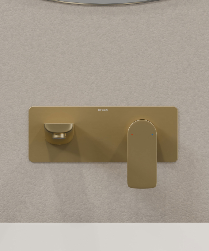 Mitigeur lavabo encastré Doré brossé - Nunki