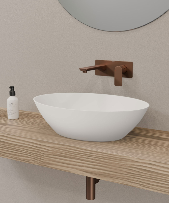 Mitigeur lavabo encastré Or rose brossé - Nunki