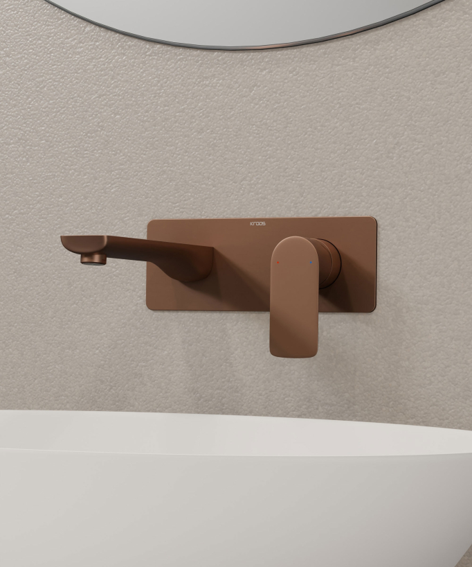 Mitigeur lavabo encastré Or rose brossé - Nunki