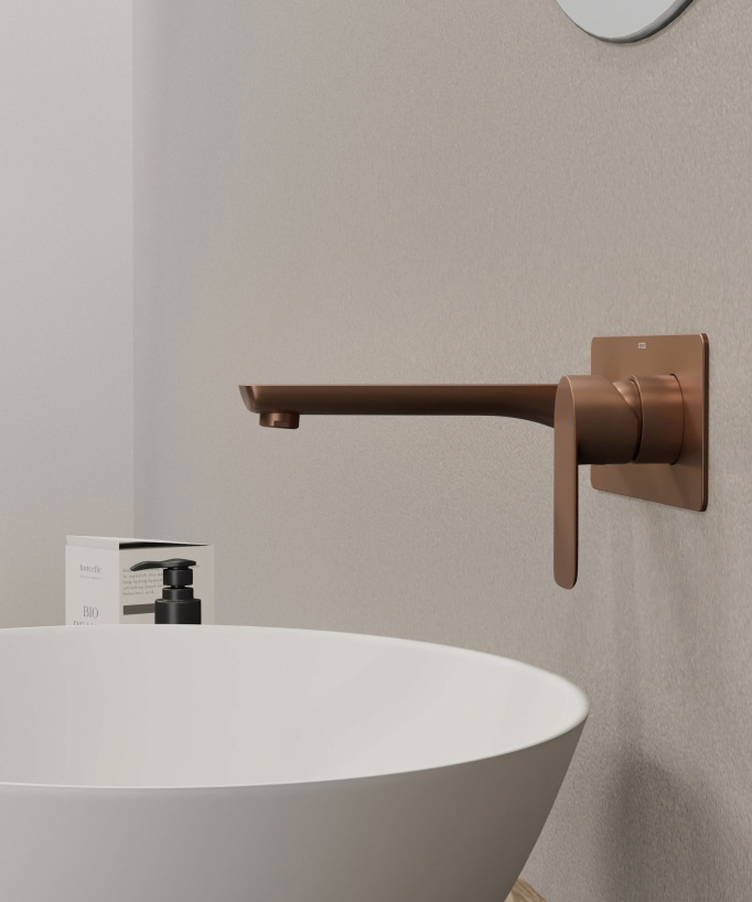 Mitigeur lavabo encastré Or rose brossé - Nunki